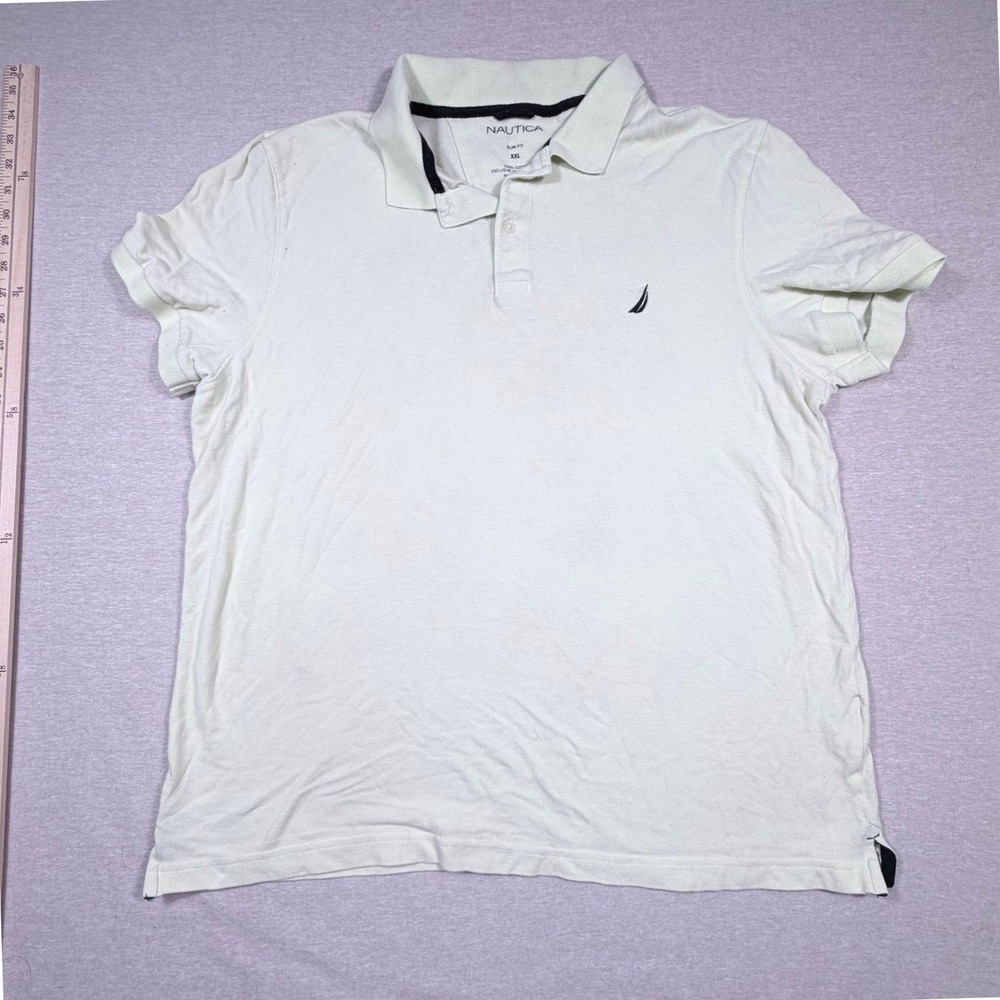 Nautica Mens XXL Slim Fit Polo Shirt Short Sleeve Cotton Pique Light Green Logo